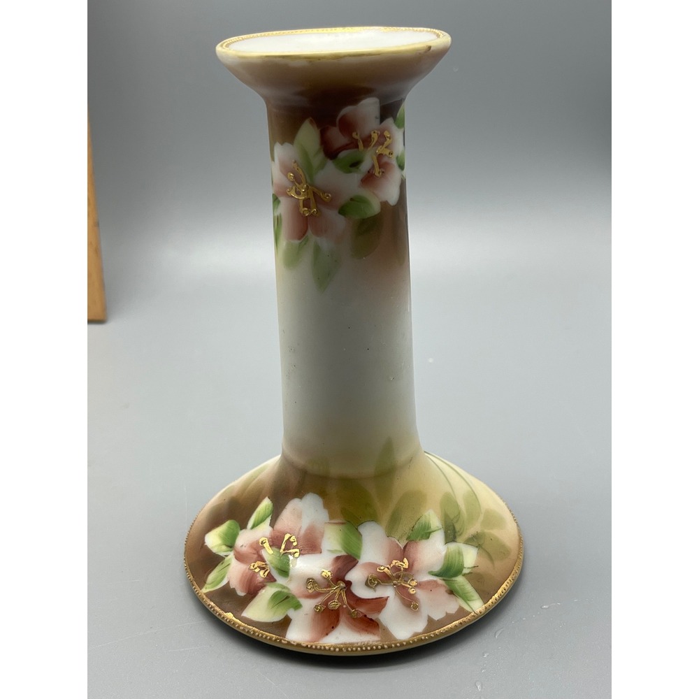 Nippon Hand‎ painted Porcelain Floral Art Nouveau Candlestick Holder